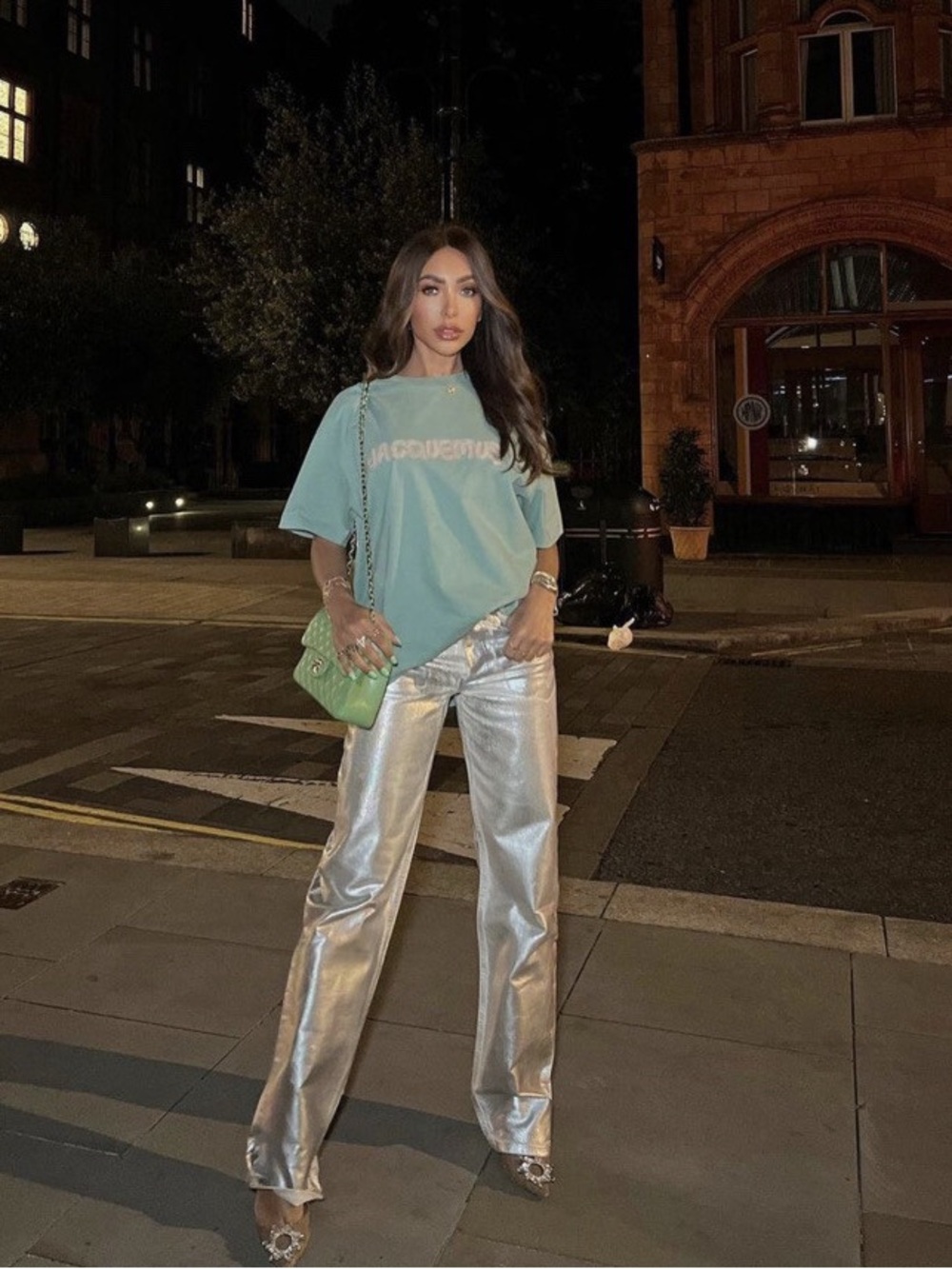 Silver Metallic Straight-Leg Women Jeans - Silver Zara